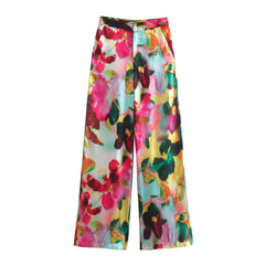 Casual Blossom Printed Two Piece Pants Set Flaxmaker