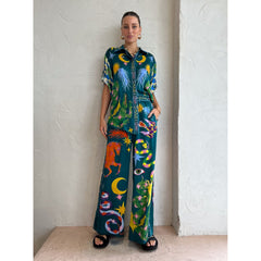 Casual Printed Shirt and Pants Set
