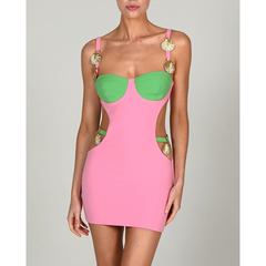 Color Block Expose Waist Mini Dress