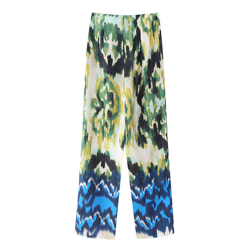 Casual Printed Two Piece Shirt and Pants Set Flaxmaker