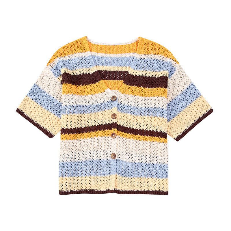 Loose Knit Striped Printed Three Piece Set