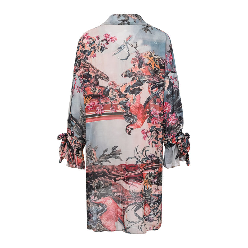 Flaxmaker Off Shoulder Paraiso Printed Bikini Swimsuit and Beach Cover Up