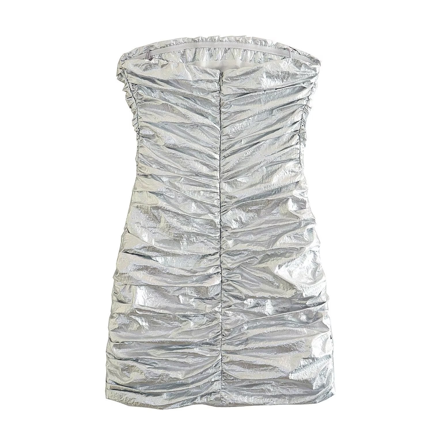 Bandeau Silver Mini Dress