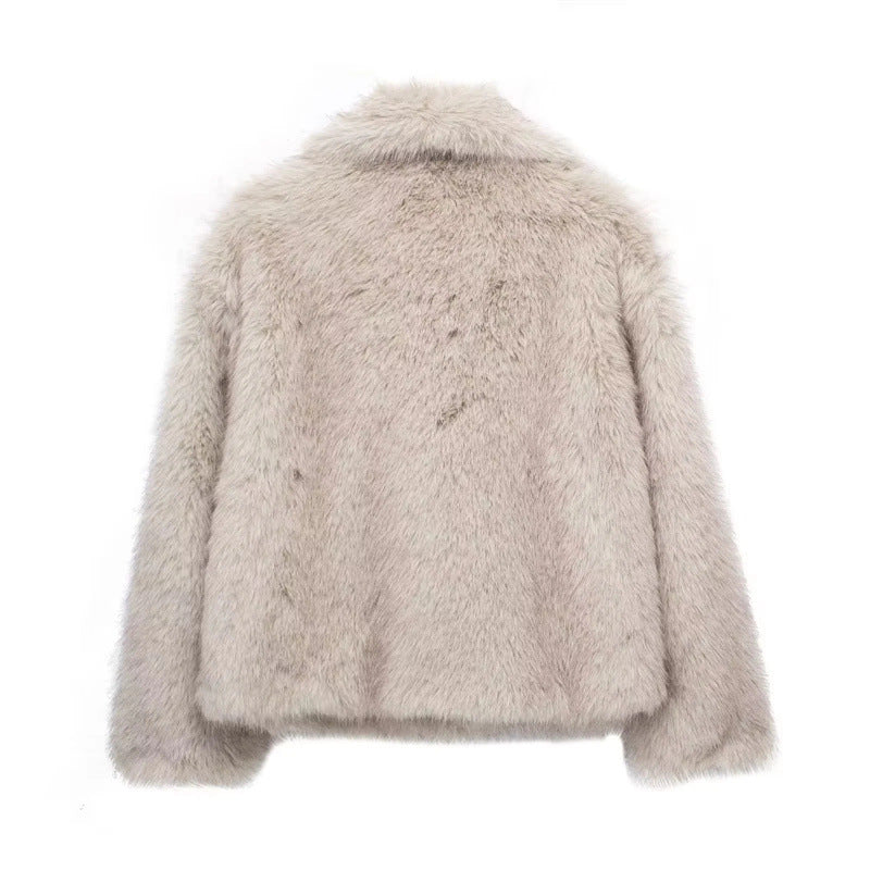 Long-sleeved  Artificial Fur Coat