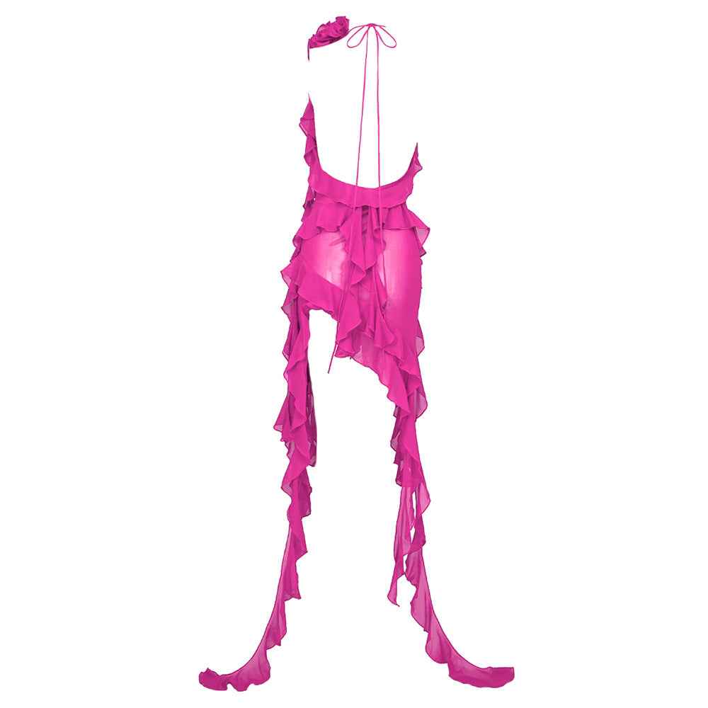 3D Flower Mesh Streamers Dress Flaxmaker