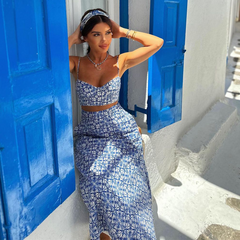 Retro Printed Cami and Skirt Set
