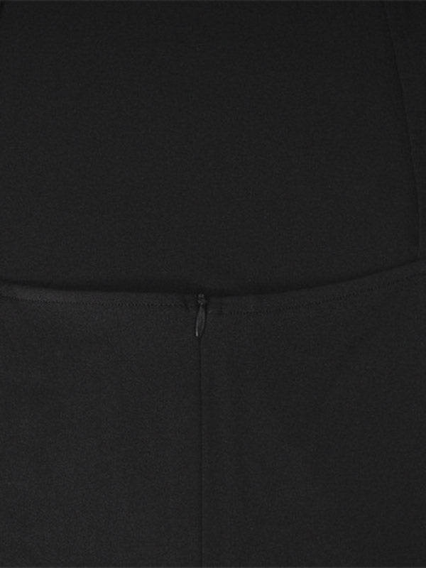 Back Cross Split-side Tasseled Long Sleeves Skinny High Neck Midi Dresses Evening Dresses