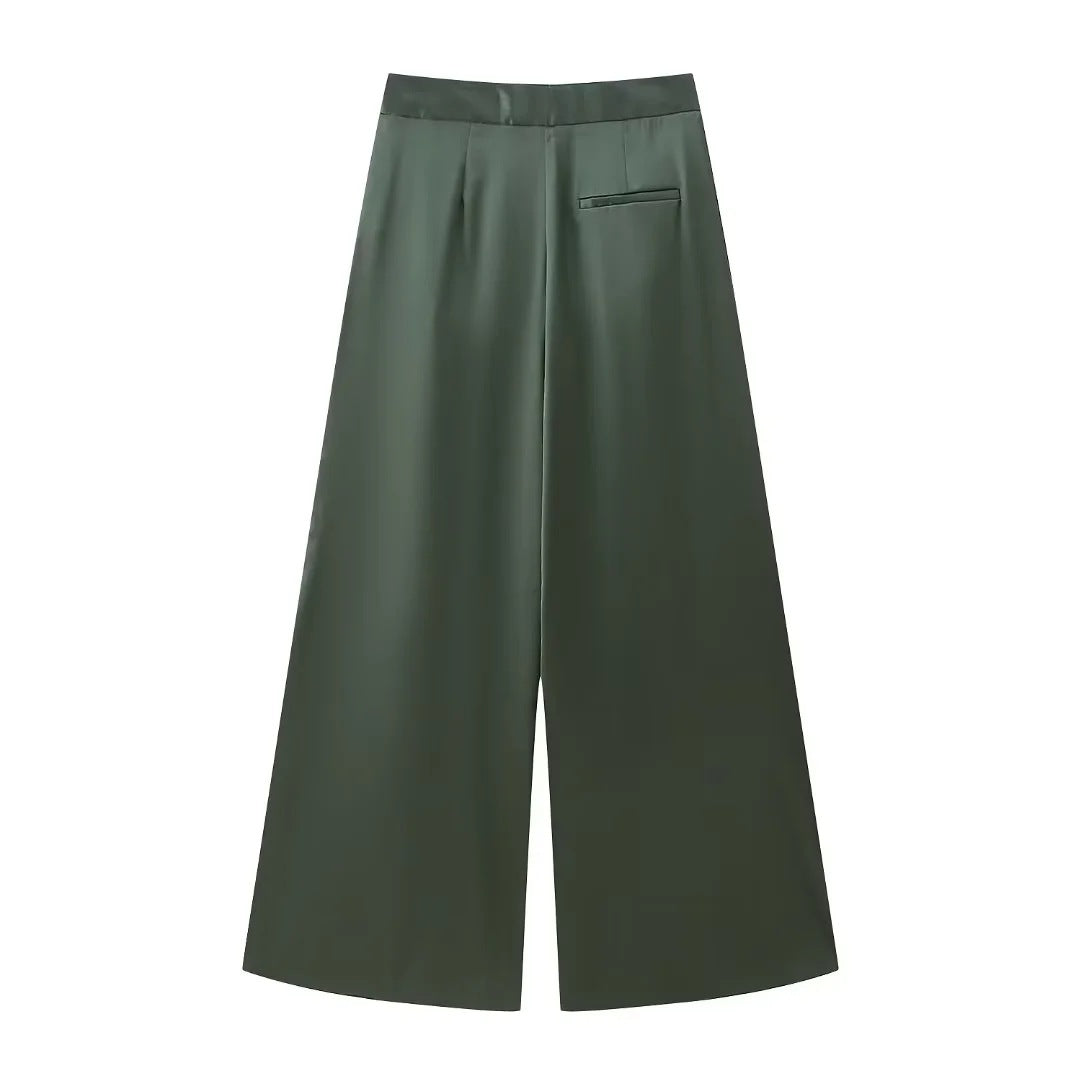 Solid Color Green Shirt and Pants Set