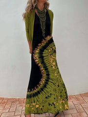 Tie-Dye Printed Sleeveless V-Neck Bohemia Maxi Dresses