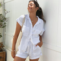 Cotton Linen Shirt and Shorts