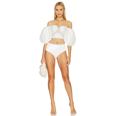 Puff Sleeve Heart Bikini Swimsuit