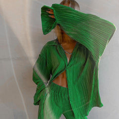 Fashion Casual Solid Color Shirt and Pants