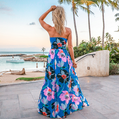 V Neck Blossom Printed Maxi Dress