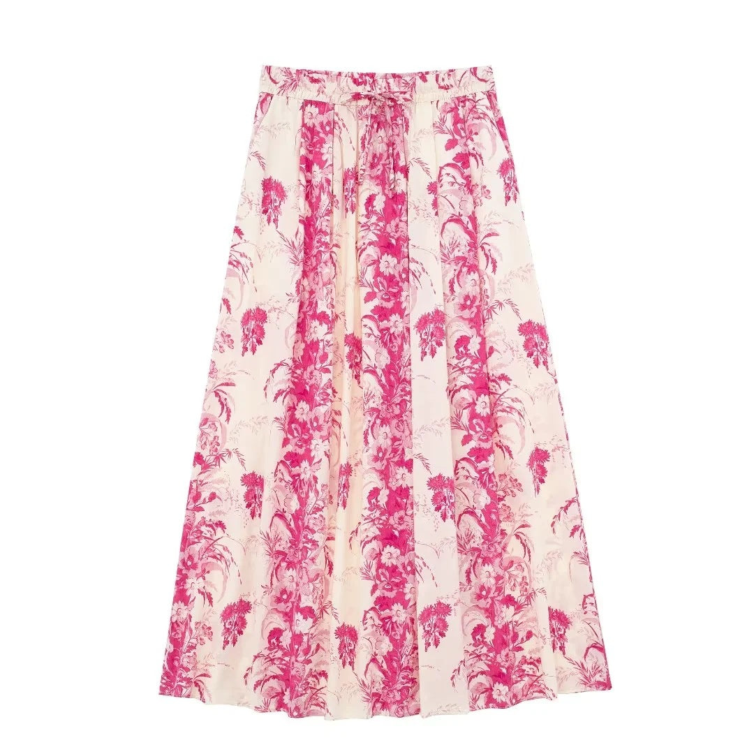 Lace up Pink Sling Cami and Skirt Set