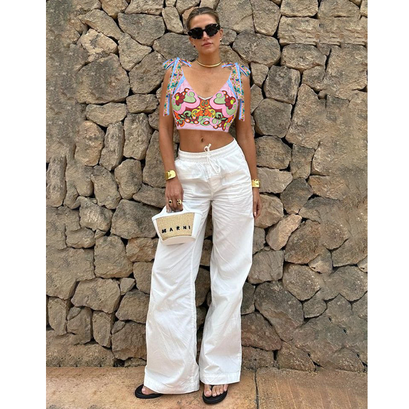 Tie-shoulder Printed High Waist Bikini Swimsuit and Skirt(Shipped on Jan 11th)