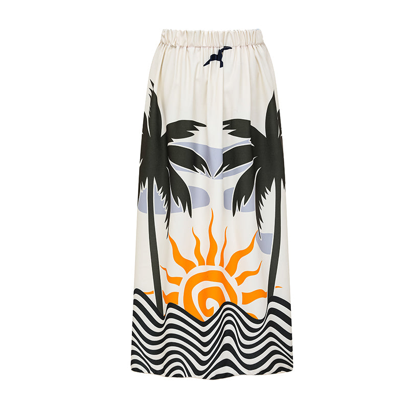 V Neck Ruffle Printed Chain Lace Up One Piece Swimsuit and Skirt(Shipped on Jan 10th)