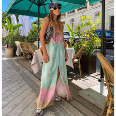 V Neck Bandhnu Lace up  Dress