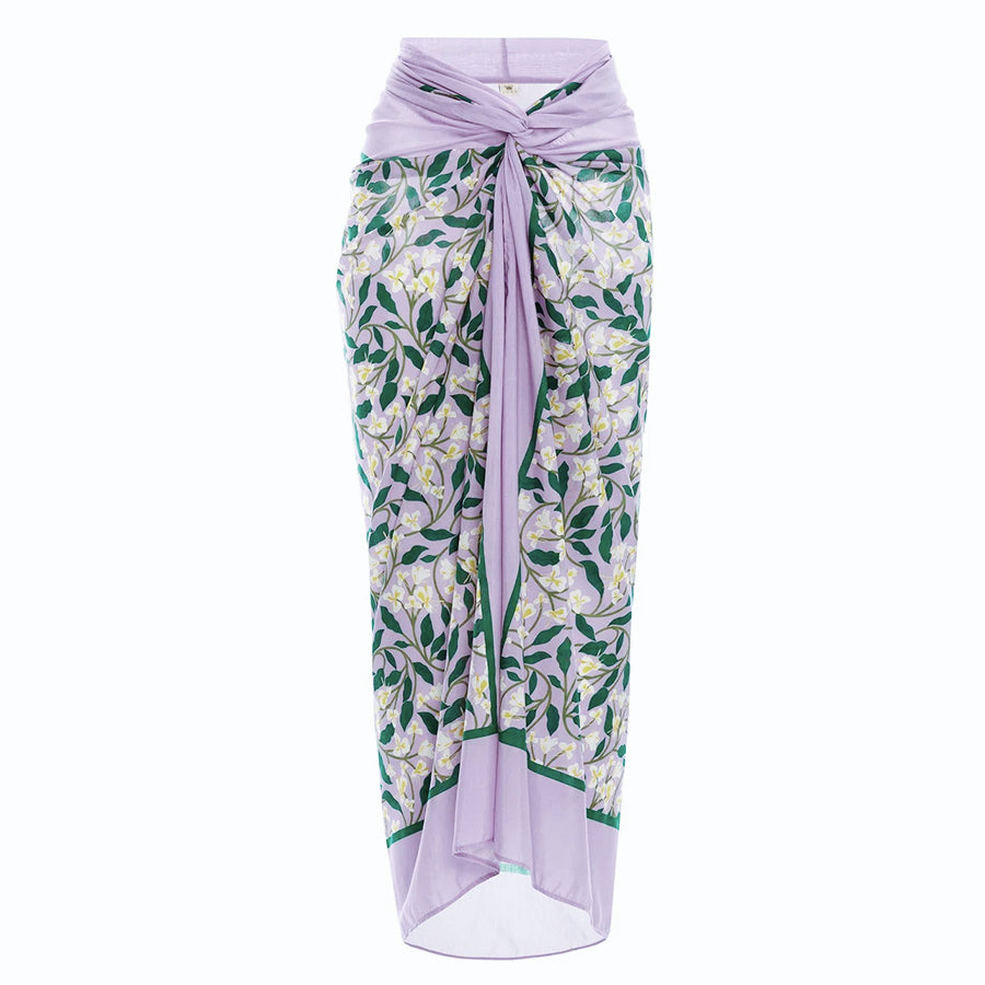 3D Flower Halter Backless One Piece Swimsuit and Sarong Flaxmaker