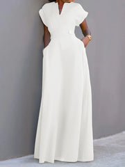 Solid Color Split-Joint Flying Sleeves V-neck Maxi Dresses Evening Dresses