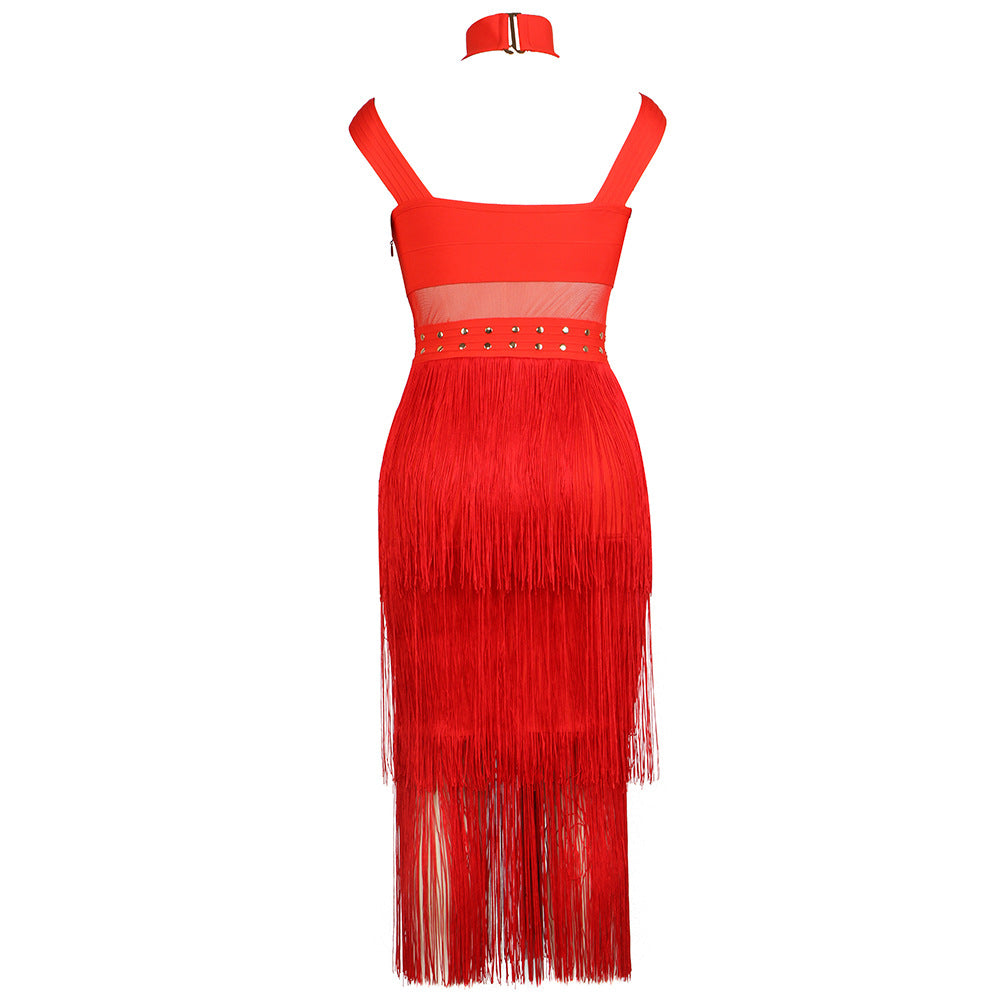 Off Shoulder See Through Tasse Dress Flaxmaker