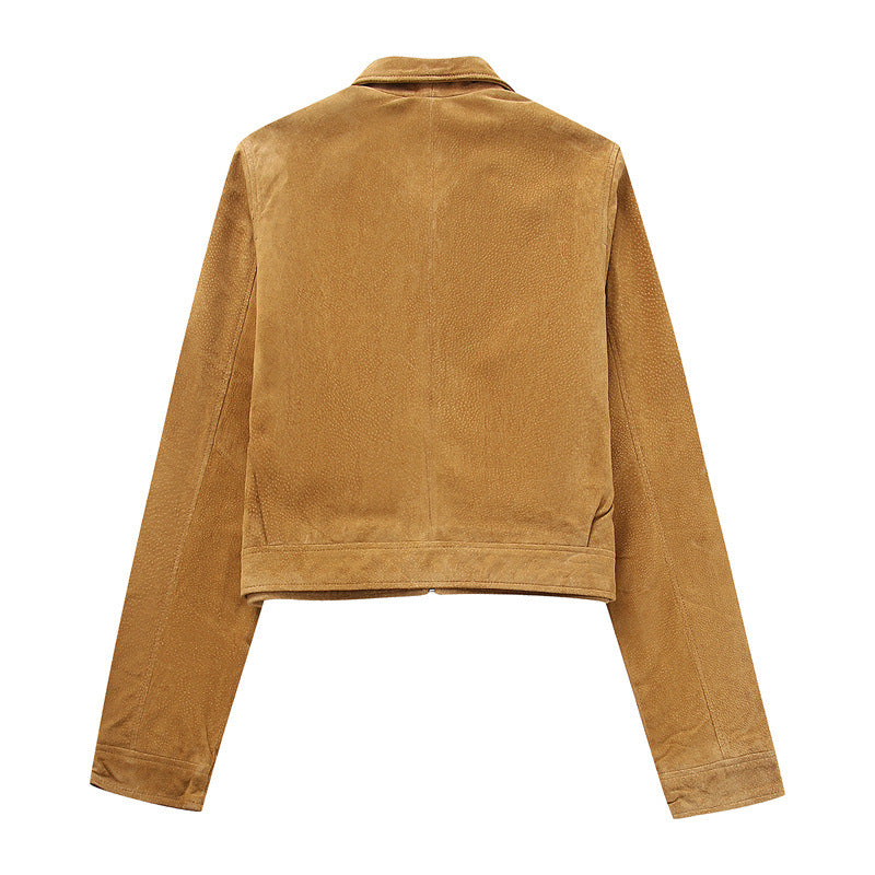Fashion Suede Jacket and Skirt