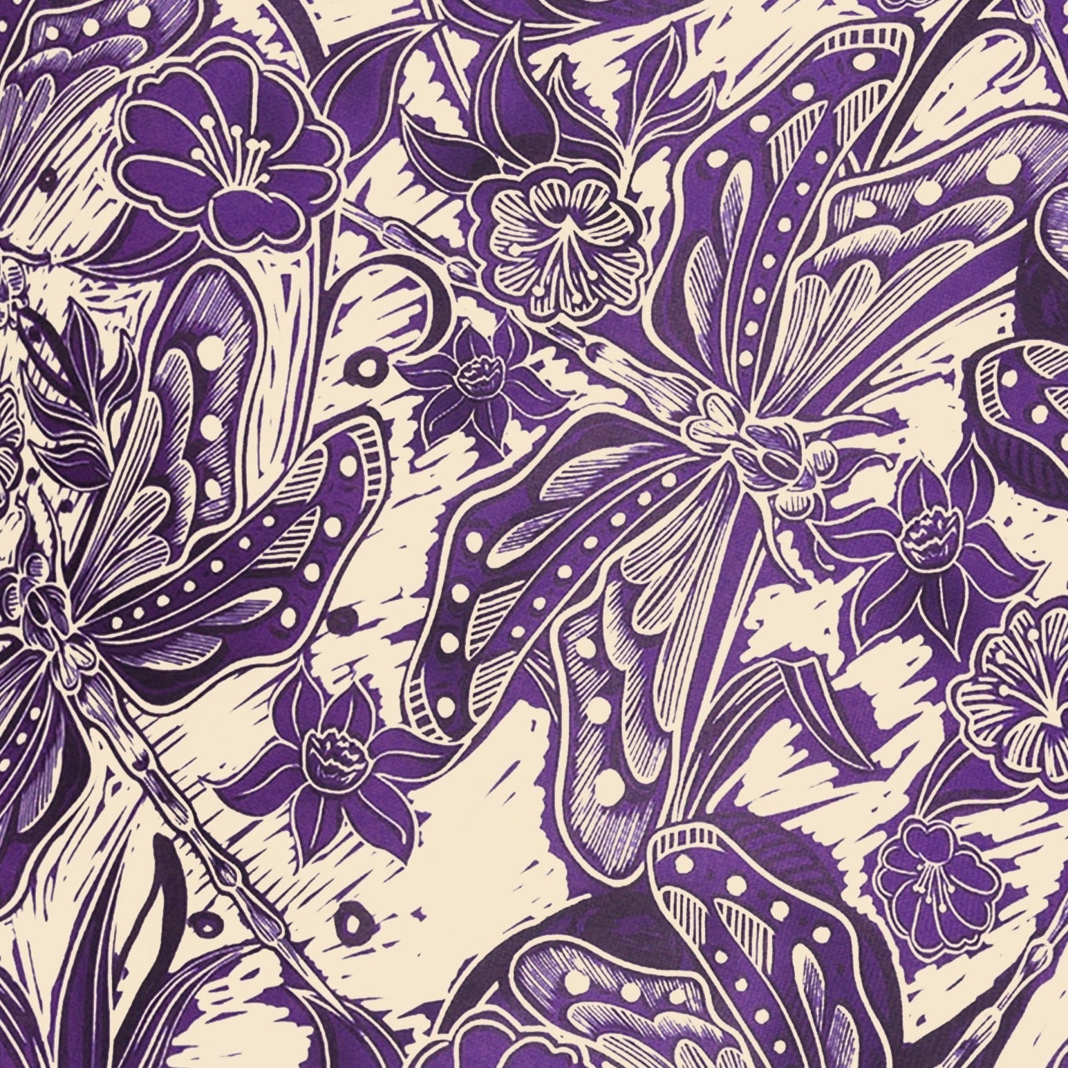 Dragonfly Printed Purple Swimsuit and Sarong Flaxmaker
