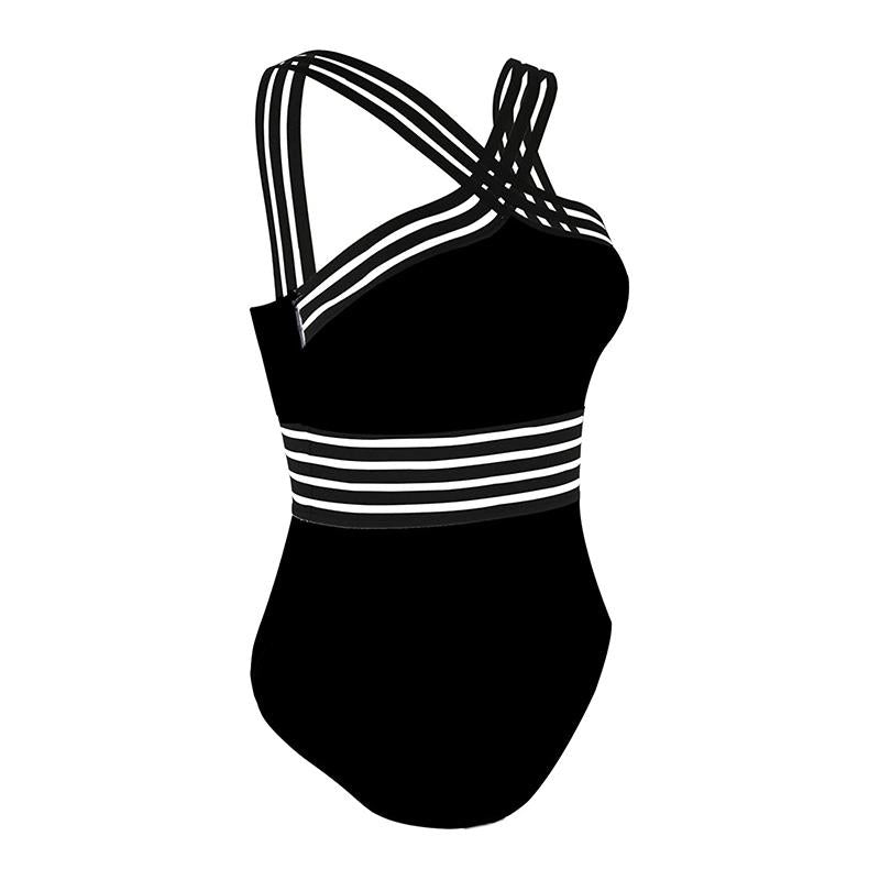 Black Mesh Splicing Sexy One Piece Swimsuit