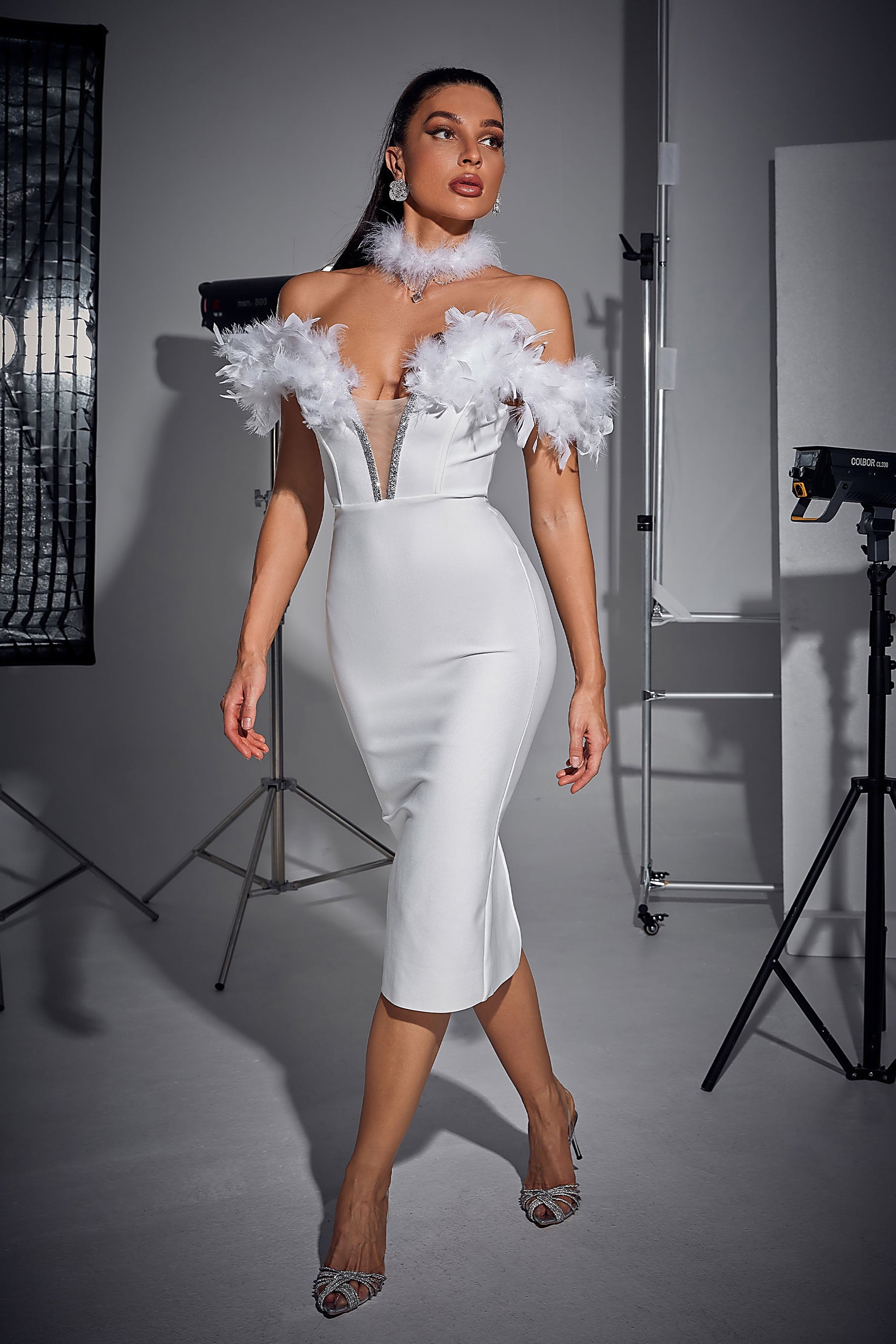 Sexy Bandeau Feathers Dress