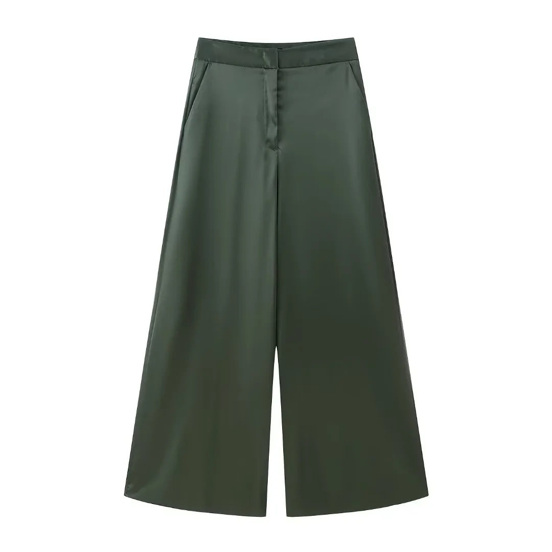 Solid Color Green Shirt and Pants Set