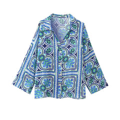 Graphic Printed Blue Shirt and Pants Set