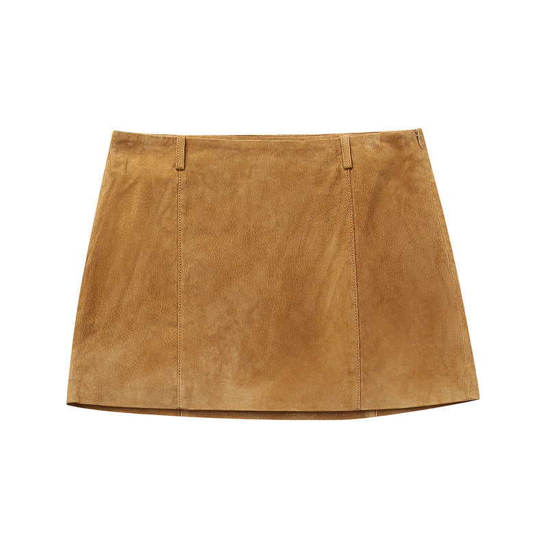 Fashion Suede Jacket and Skirt