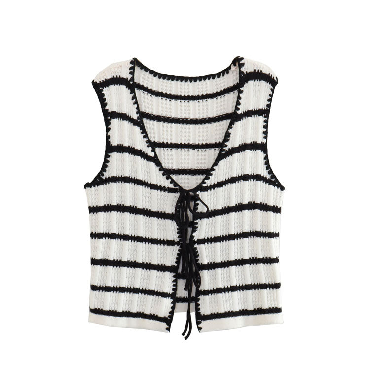 Knit Striped Printed Top and Pants Set