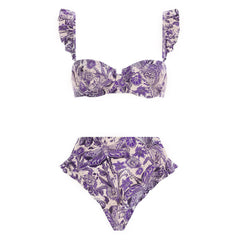 Dragonfly Printed Purple Swimsuit and Sarong Flaxmaker