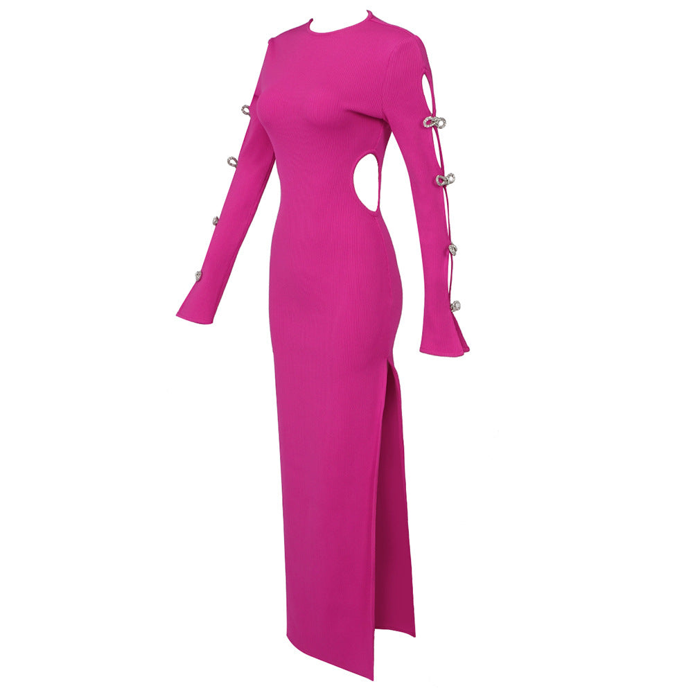 Bowknot Pink Cutout Elastic Bandage Dress