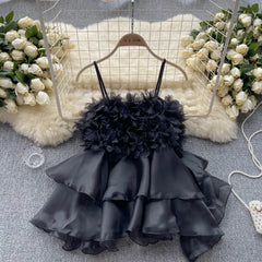 Sweet 3D Flower Organza Top