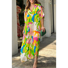 V Neck Printed Dress