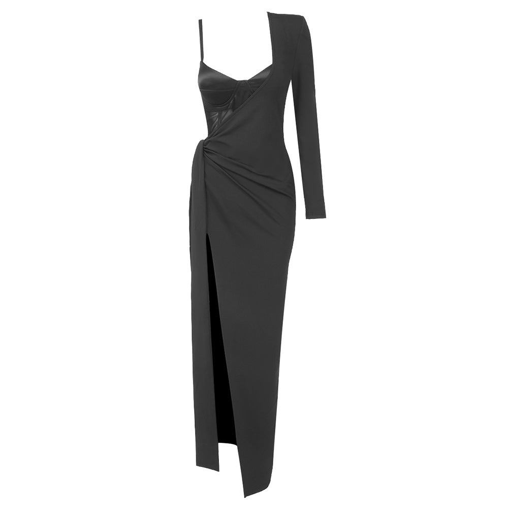 Sexy Slit Lace Up Dress Two Piece Set