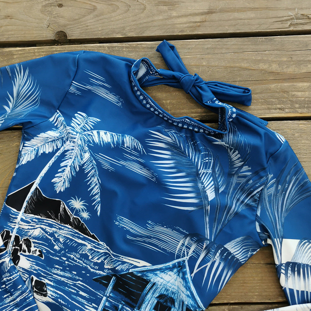 Backless Printed One Piece Swimsuit