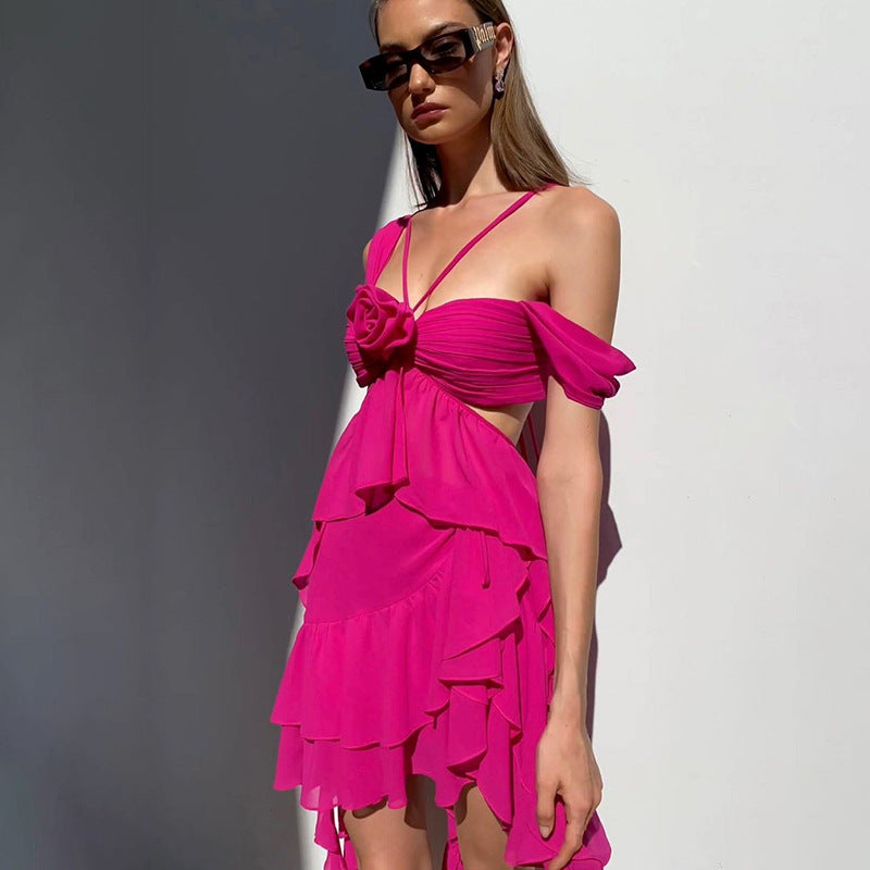 Sling Cut Out 3D Flower Dress