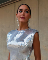 Sequin Tassel Silver Party Mini Dress