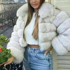 Exaggerated Long Sleeve Spread Collar Bubble Cropped Coat - White