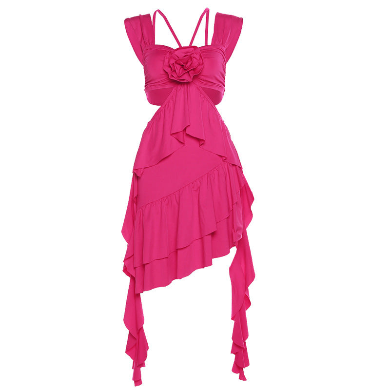 Sling Cut Out 3D Flower Dress