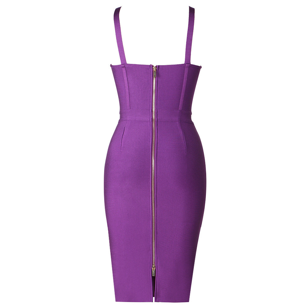 Suspenders Cross Lace Shiny Dress