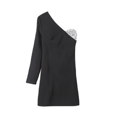 Sequin One Shoulder Party Mini Dress