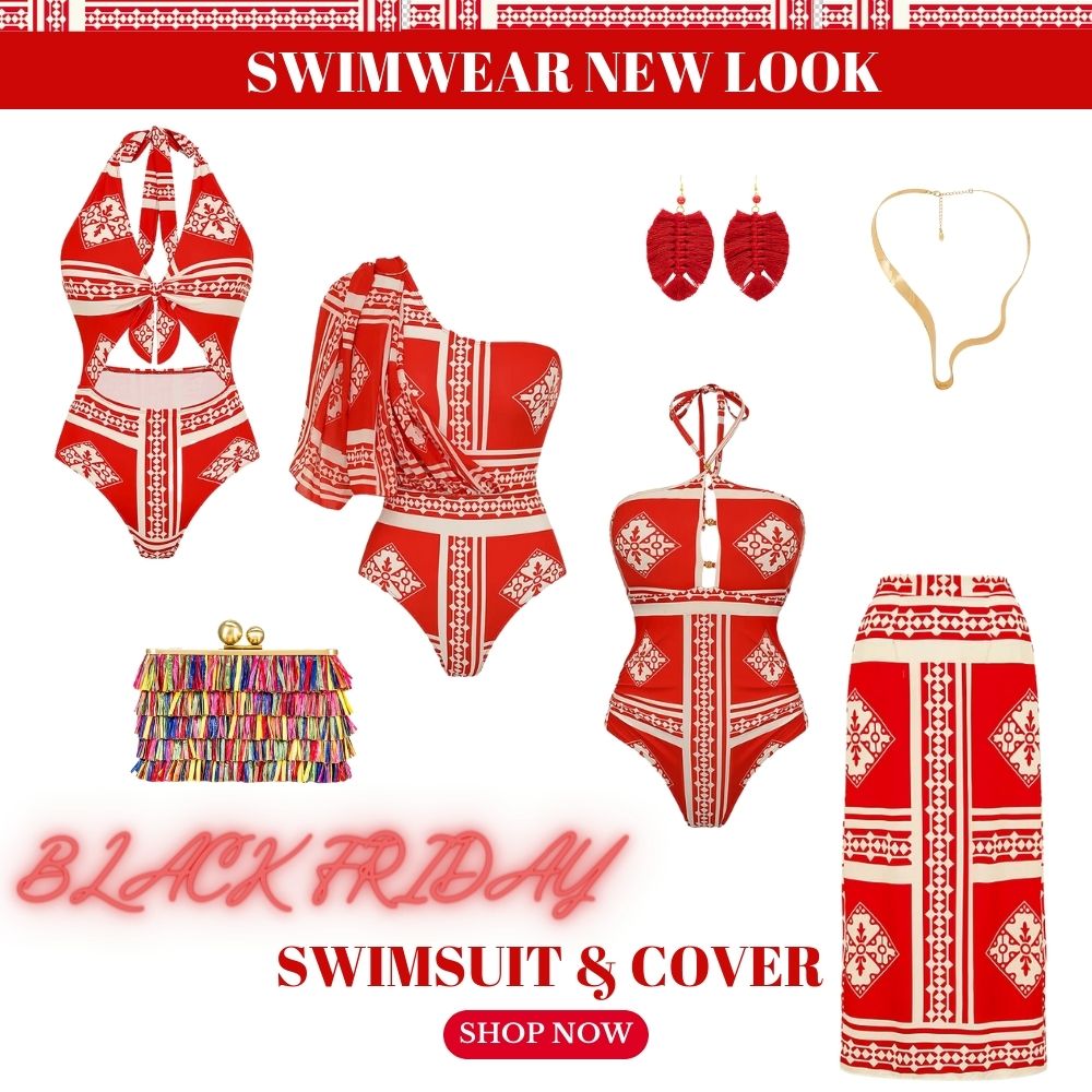 Halter Straps Cutout Backless Printed One Piece Swimsuit and Skirt Flaxmaker(Shipped on Dec 29th)