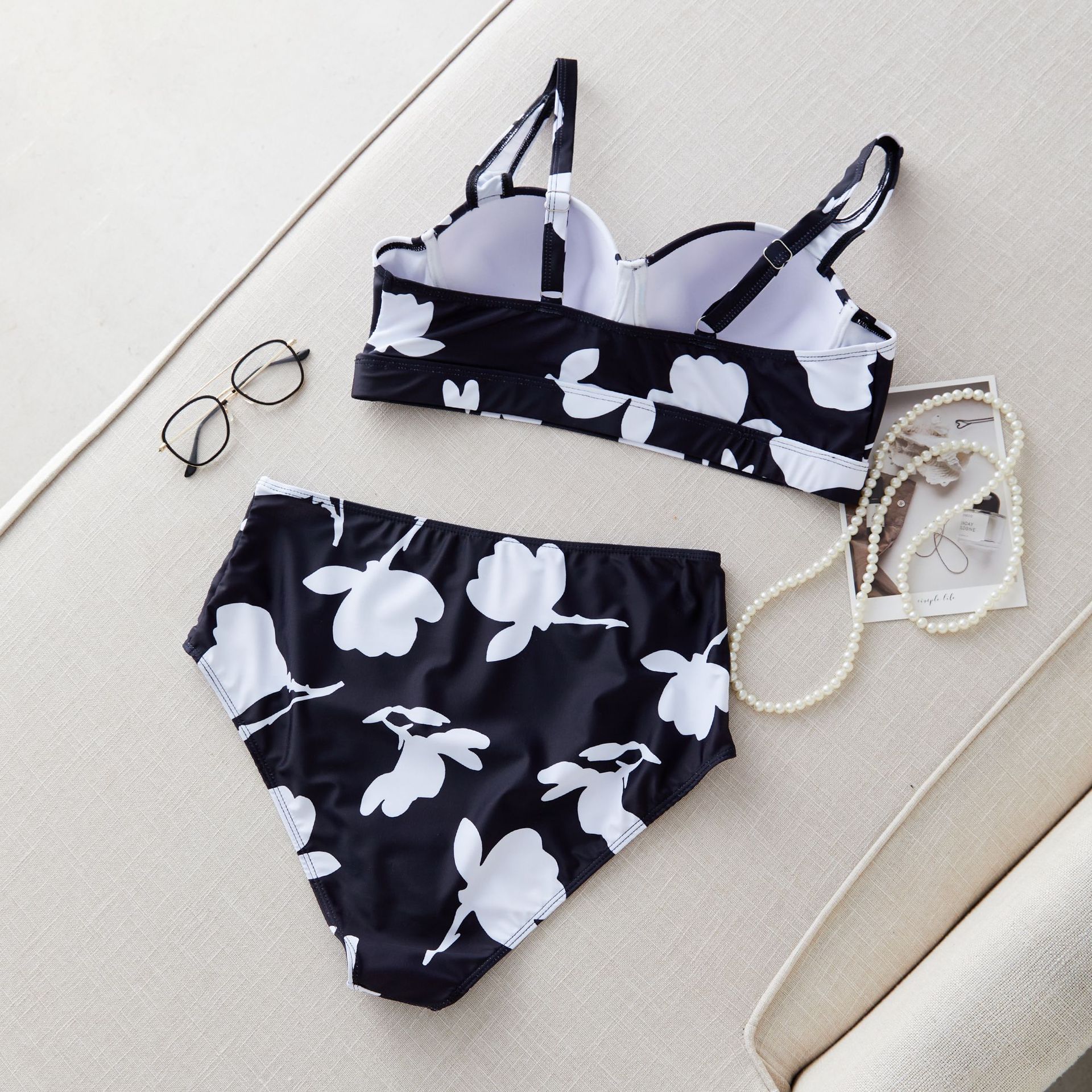 Plus Size Printed  High Waist Bikini Swimsuit