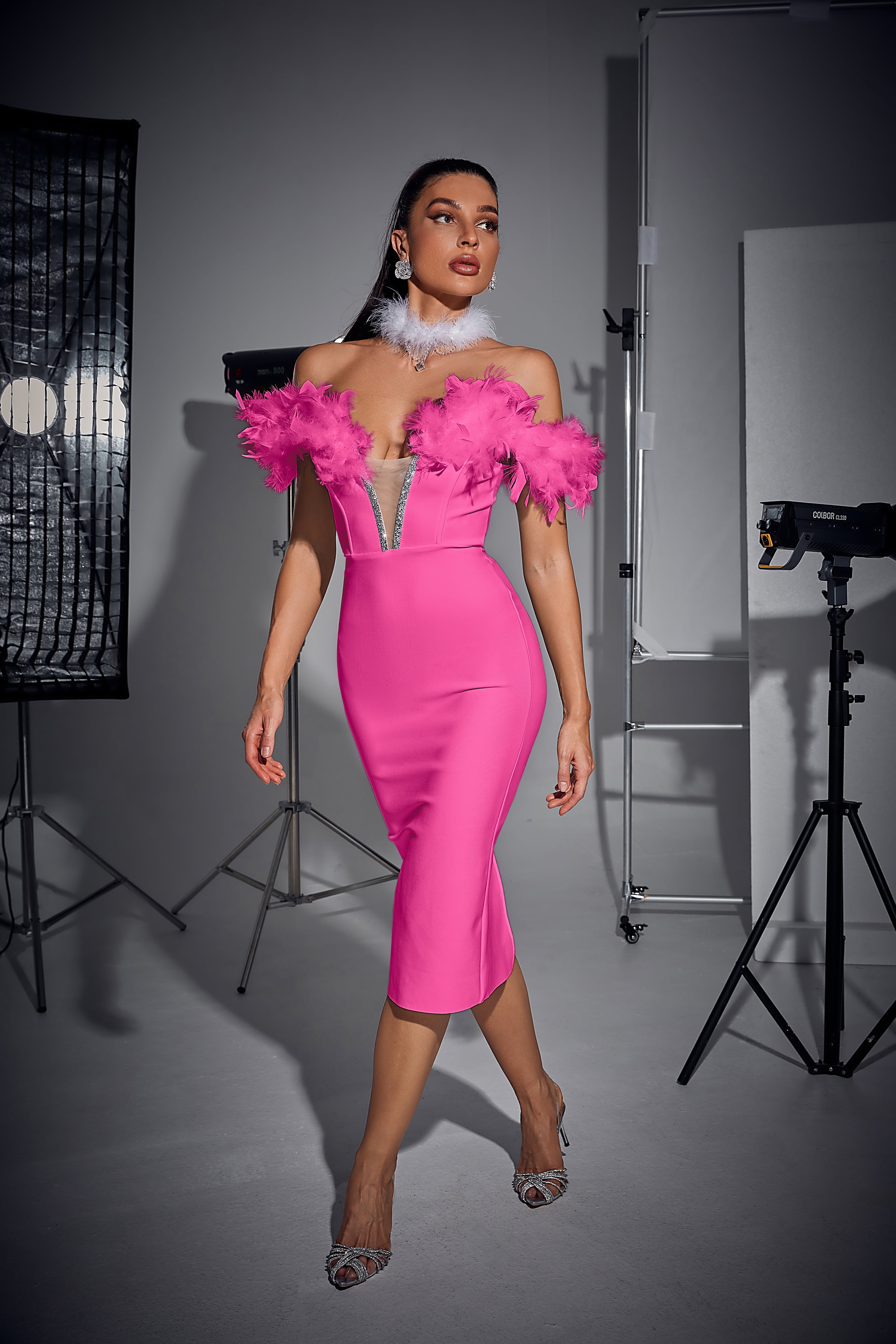 Sexy Bandeau Feathers Dress