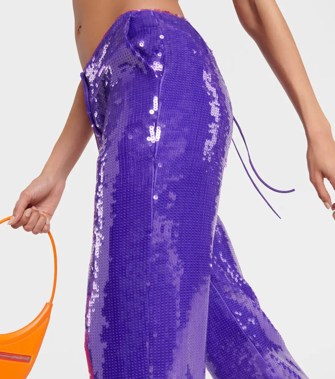 Bandeau Feather Color Block Sequins Two Piece Set