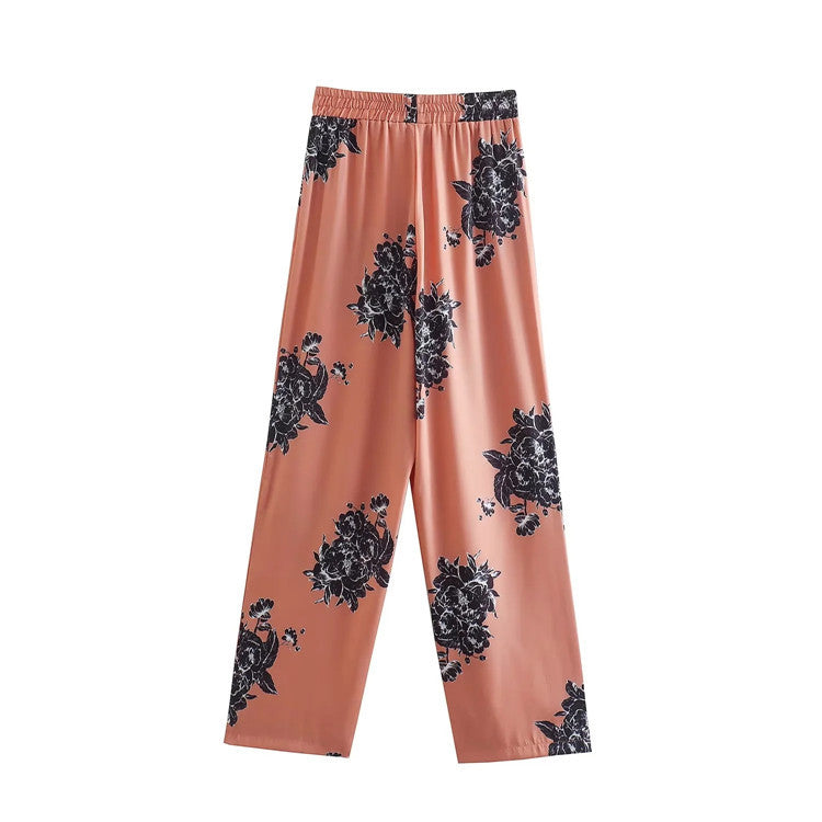 Fashion Casual Blossom Printed Shirt and Pants