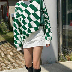 Green Checkered Oversized sweatshirt